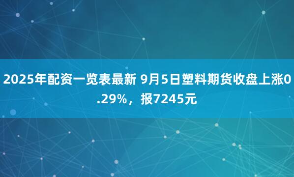 2025年配资一览表最新 9月5日塑料期货收盘上涨0.29%，报7245元